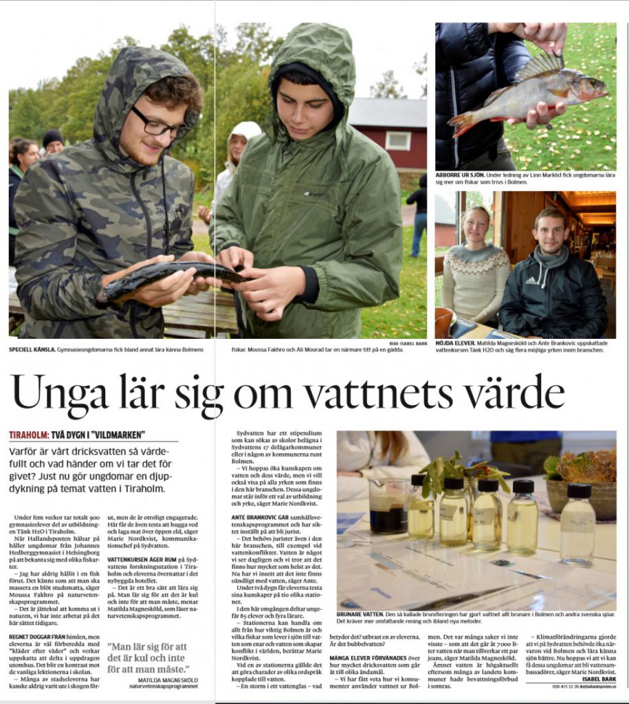 Tidningssida, Hallandsposten skriver om Tänk H2O!